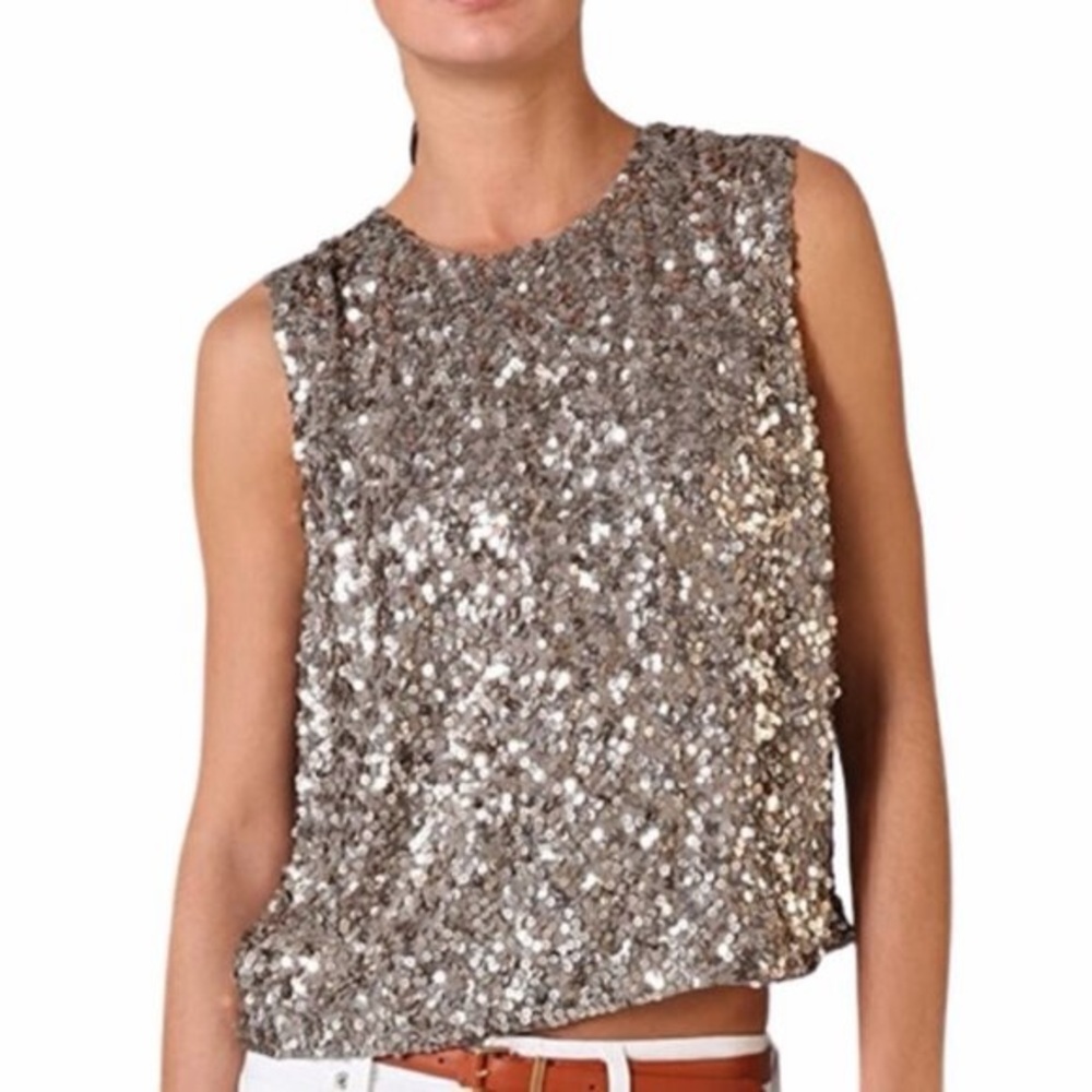 VINCE | Sleeveless Gold Sequin Blouse